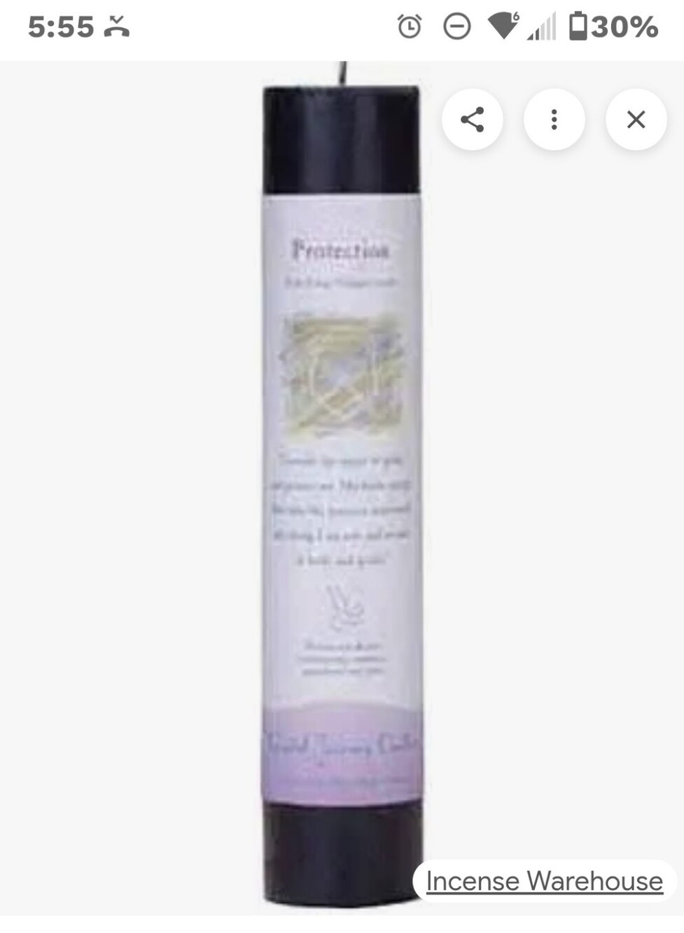 Protection Crystal Journey Herbal Magic Pillar Candle - Lavender & Black